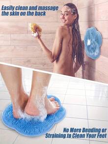 Bath Massage Mat, Foot Washer, Back Scrubber, Shower Foot Mat, Slip-Resistant Foot Scrubber With Powerful Suction Cups To Prevent Slipping, Paw-Shaped Foot Massager, Bathroom Additions, Shower Supplies, Wash Tool. - Cat Paw Design - View 2