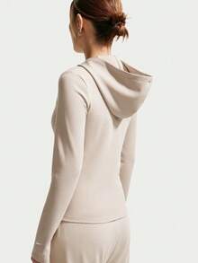 Nike 女款 AS W NK CHILL KNIT 長袖拉鍊連帽針織運動衫 IM8380-236 - 棕色 - 查看 4