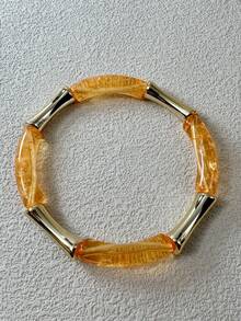 1 pieza/Pulsera de estilo bohemio con articulación de bambú acrílico dopamina, adecuada para mujeres con atuendo Y2K, regalo de joyería de estilo callejero - Multicolor - Ver 8