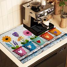 (Hot !!) 1pc Colorful Floral Pattern, 2D Printed Flat Stove Mat, Rubber Non-Slip Heat-Resistant Stove Cover Pad, Suitable For Induction Cooktop, Glass Stove, Multi-Functional Scratch-Resistant Mat, Best Choice For Oven, Washing Machine, Dryer, Kitchen Decor - Multicolor - View 3