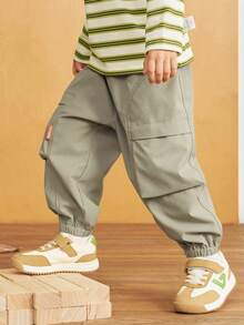 Balabala Kids Jogger Pants Colorful Casual Trousers Comfortable Drawstring Pants For Boys Girls Fall Wear - Dark Khaki - View 2