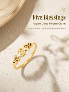 Women's Stainless Steel Single Ring, Gift For Women - Gold - View 3