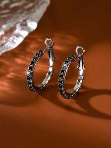 1 Pair Of Silver Single Row Earrings, Simple And Luxurious, Suitable For Daily Commuting, Dating Parties, Weddings And Bridesmaids - 2.5cm Earrings - View 5
