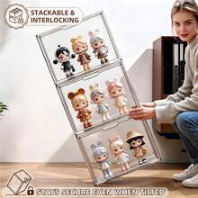 Lifevilion Clear Display Box Organizer Stackable With Magnetic Door Large Capacity Storage Box Purse Showcase For Makeup Book Collectibles - View 5