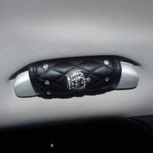 All-Season Luxury Crown Rhinestone PU Leather Car Interior Set, Car Seat Belt Shoulder Cover, Gear Shift Cover, Handbrake Cover, Door Handle Cover, Universal Black Car Decor Gift - PU Leather - View 12