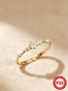 1pc Creative S925 Sterling Silver Zirconia Thin Ring, Sweet & Romantic Jewelry For Women, Daily Commute, Proposal, Couple, Friendship Gift - Single Ring - View 1