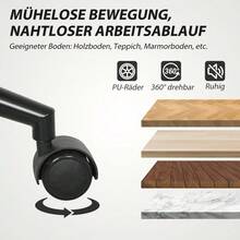 Fahrbarer Bürostuhl Mit Stoffbezug, Armlehne, 5 Räder, Drehbar, Cremeweiß - White - View 7