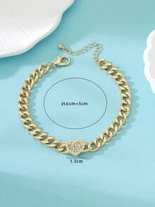 1pc Minimalist Gold Glossy Vacation Beach Style Thick Chain Heart Pendant Women's Anklet - Yellow Gold - View 4