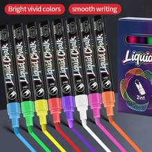 2-In-1 Light Board Pen 8/24/30 Colors Set, Liquid Chalk Marker For LED Fluorescent Board, Erasable Glass Blackboard Advertising Sign Marker, Round And Flat Tip Dual Use, Smooth Ink Flow, Easy To Erase Without Leaving Traces - Liquid Chalk - View 2