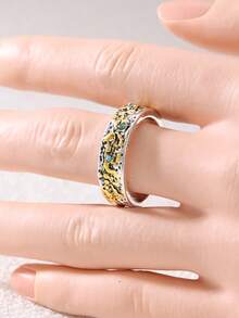Gmzalx Minimalist Women's Ring, Vintage Texture, Inlaid With Synthetic Zirconia, Suitable For Daily Wear, Cocktail Parties, Unique Holiday Gift - Multicolor - View 7