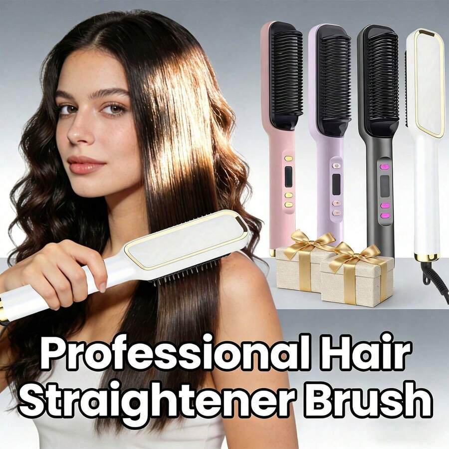 BLUTOOL Hair Straightener Brush, Fast Heating Ceramic Straightening Comb With 5 Temperature Settings, Anti-Scald , Portable Frizz-Free Straightening Brush For Women, Perfect For Home Salon Travel - US A Type Plug(110-127V) - View 1
