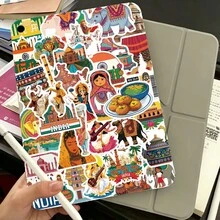 50Pcs Funny India Travel Stickers Aesthetics Scrapbook Stickers Pack India Souvenir Graffiti Stickers World Travel Stickers Vinyl Waterproof Stickers For Water Bottle,Computer,Laptop,Phone,Luggage,Notebook,Fridge - Multicolor - View 4