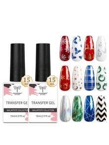 COLOURSMILE 15ML Starry Sky Foil Transfer Gel, Strong Adhesion Nail Foil Sticker, LED Light Curing Nail Care Gel - Clear - View 5