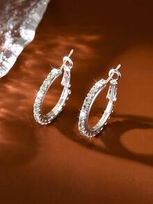 1 Pair Of Silver Single Row Earrings, Simple And Luxurious, Suitable For Daily Commuting, Dating Parties, Weddings And Bridesmaids - 2.5cm Earrings - View 8