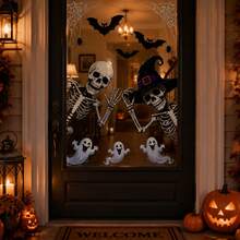 Halloween Witch Window Decals, Scary Witch Glass Stickers With Bat And Spider Web Pattern, Suitable For Halloween Party Window Decoration - Halloween - View 7