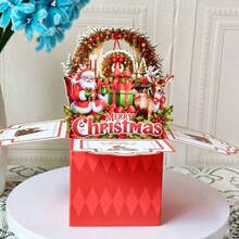 Gift Box, Christmas Gift Box 3D Greeting Card, Surprise Greeting Card, New Red 3D Pop-Up Creative Christmas Greeting Card, 3D Pop-Up Greeting Card, Christmas 3D Greeting Card, - A - View 5