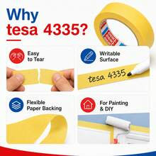 tesa Tessa Yellow Fine Textured Paper, Easy To Tear Paint Spray Mask Packaging Tape, No Residue, DIY Usable, Suitable For Wall Painting, Bookkeeping, Etc - Single Piece - View 4