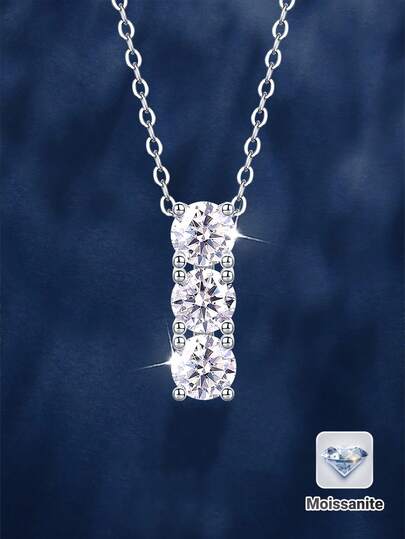 1 buah Kalung Moissanite Mewah Perak 925 0,5mm x 3 buah Total 1,5ct, Cocok untuk Pemakaian Sehari-hari Wanita, Perhiasan Pernikahan, Hari Valentine, Hari Ibu, Ulang Tahun, Hadiah Tahun Baru