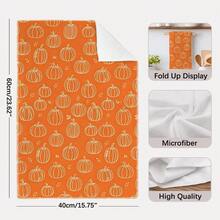 2PCS Kitchen Towel, Autumn Theme Minimalist Pumpkin Pattern Print, 40*60cm Rectangular Microfiber Kitchen Towel, Dish Cloth, Table Cloth, Hand Towel, Kitchen Decor, Home Decor, Neighbor Housewarming Gift, Kitchen Napkin And Dish Cloth, Home Decor, Gift - Orange - View 4