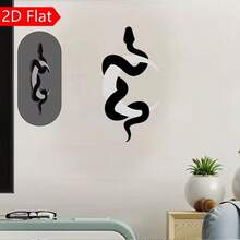1pc Wooden Snake-Shaped Mirror Hanging Decor, Unique Decorative Item For Living Room And Bedroom, Creative 3D Bohemian Style Moon Home Decor Ornament (Suitable For Home And Holiday Scene Atmosphere Decoration) 2D Flat - A - View 4