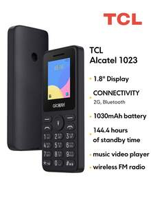 TCL Alcatel 1023 功能手機 4MB ROM + 8MB RAM，0.08MP 後置相機，1030mAh 電池 11 天待機時間，1.8 吋螢幕，Type C 接口，手電筒、鬧鐘、計算機和錄音機，音樂，無線 FM 收音機，3.5mm 音訊插孔，2 SIM + 1 SD 卡，僅支持 2G 連接。2G 頻段：900/1800，請注意適用頻段。 - 灰色 - 查看 1