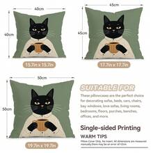 4pcs/1pc Artistic Cat Illustration Pattern Pillow Case, Single-Sided Print Pillow Case, Suitable For Living Room Bedroom Home Decor, All Season Pillow Case - Multicolor - View 3