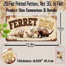2D Flat Vintage Hamster Nest Metal Sign - 1pc, Wall Art, Featuring 3 Hamsters And "FERRETDEN" Text, Country Style Home Decor, Suitable For Living Room, Patio, Studio (Random Style) - A - View 3