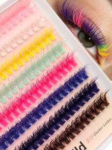 Rikuaild 160/320pcs D Curl Colorful False Eyelashes 60D Wet Look Makeup Party Dopamine Colorful Eyelashes 8 Colors Mixed Cartoon Eyelashes - D - View 2