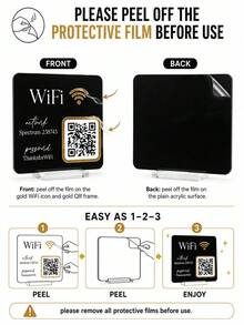 1pc Customized Acrylic WiFi Signage With Stand And QR Code. Scan The WiFi QR Code To Access. Suitable For Personalized Visitor Signage In Hotels, Shops, Offices And Homes. Made Of Durable Acrylic Material, Fashionable And Minimalist, A Unique And Personalized Gift., Office Organization - Multicolor - View 4