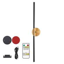 現代電池供電壁燈 80cm 可拆卸燈臂 無線 LED 壁燈 三色變色可調光 充電式壁燈 適用臥室、客廳、書房、車庫、展示照明 金色黑色 - A--80公分 - 查看 12