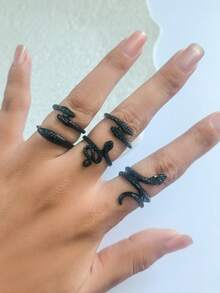 5 st mörka gotiska ormringar, Y2K punk ringset, Halloween ringset - Stil 1 - Visa 9