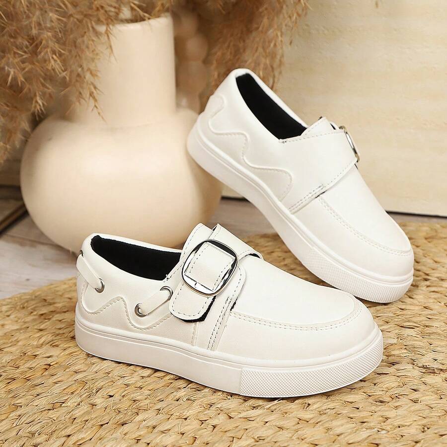 Thick Sole Slip-On Casual Loafers - White - View 1