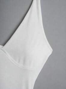 Mystra Backless Halter Neck Solid Color Sleeveless Top Casual White Summer - White - View 6