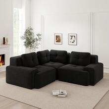 Modular Black 3 Seat Sofa - Modular Corduroy Sofa, No Assembly Required For Living Room - 黑色 3 座 - 查看 2