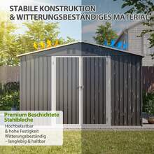 Storage Shed Grey Made Of Metal For Garden And Outdoor - Grey - View 5