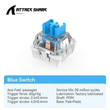 ATTACK SHARK Custom Hot-Swappable Mechanical Keyboard Switches Linear Mahjong Sound Switches Glass Switches - View 13