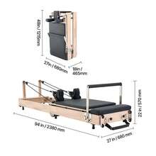 Foldable Pilates Reformer, Wooden Pilates Workout Machine For Home Gym Studio Use, Pilates Bed With Dual Resistance- Spring & Cord, Reformer Set With Sitting Box, Up To 400 LBS - Rubberwood - View 10
