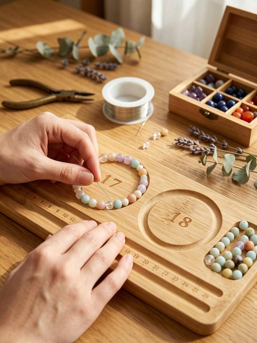 Jewelry Making Beading Board, DIY Necklace And Bracelet Design Tray With Ruler, Portable Jewelry Bead Storage Box, Jewelry Making Tools - Multicolor - View 1