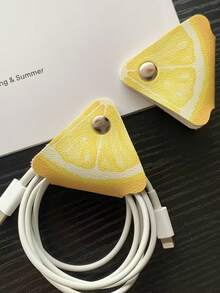 5pcs Cute Fruit Sliced Cable Organizer, Portable Earphone Charging Cable Storage Winder, Travel Cable Management Accessories, With Watermelon, Lemon, Orange, Strawberry, Lime Patterns - Multicolor - View 5