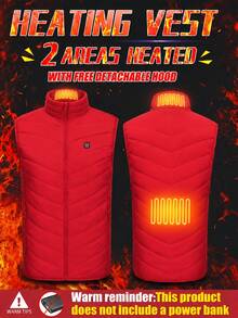 Women's Heated Vest, 2 Heating Zones, Warm Vest, Unisex, Heated Vest, Heated Jacket, Warm Clothing, Outdoor Camping (Power Bank Not Included) - Red - View 5