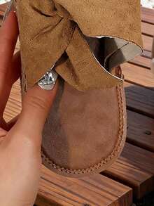 Rainbow Bow Tie Women's Flat Sandals, Comfortable Massage Sole Colorful Beach Slippers,Summer Outfits - Earthy Yellow - View 7