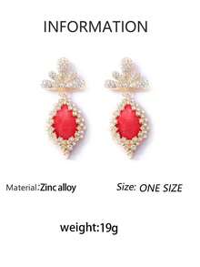 1 Pair European & American Luxury High-End Alloy Rhinestone Floral Drop Earrings, Vintage Palace Style Fashion Elegant Evening Party Jewelry - Floral Earrings - View 11