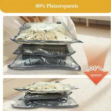 Grup Erik 7pcs Gray Vacuum Storage Bag Set (2s+2m+2l+1 Manual Pump), Suitable For Home, Travel, Moving, Camping - Space-Saving Compression System, Multi-Purpose Vacuum Sealed Bags, Can Store Clothes, Bedding, Seasonal Items - Light Grey - View 6