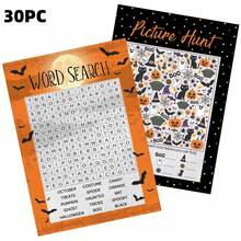 30Pcs-5pcs Halloween Word Search Game Card Set Halloween Party Game 30 Players Home Classroom Activities Fall Carnival Party Supplies - View 16