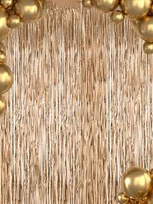 1/2/3/4/6 Pcs Shiny Gold Fringe Curtain For Hanging As Birthday Party Backdrop, Suitable For Decorating Backgrounds Of Birthday Parties, Weddings, All Kinds Of Festivals And Themed Parties, And Serving As Photo Props For Parties - Light Gold - View 3