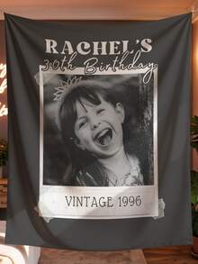1Pc Custom Birthday Party Decor, Personalized Vintage Photo Birthday Party Background, 30th Birthday Tapestry, Birthday Party Banner Sign Decor - Multicolor - View 2