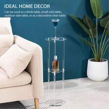 Modern Round Acrylic Side Table, 10-Inch Clear Cocktail Table, Multi-Functional Indoor/Outdoor Side Table And Coffee Table, Space-Saving Design, Can Be Used As Bar Table Or Decorative Table - Transparent - View 11