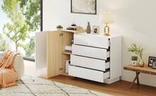 Sideboard With Storage White Made Of Wood For Dining Room And Living Room - 白色 - 查看 7