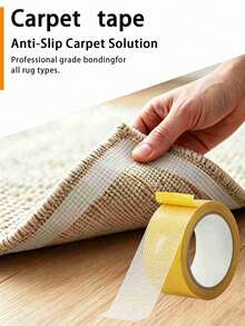 1 Roll Cloth Double-Sided Tape, Strong Double-Sided Adhesive, Suitable For Fabric, Clothing, Carpet, Mat, Wallpaper And Balloon, Daily Fixing, Carpet Fixing, Anti-Slip Mat And Artwork Fixing - Yellow - View 4