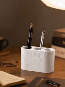 Faux Limestone Toothbrush Holder, Luxury Bathroom Hotel Toothpaste Electric Toothbrush Storage Rack. Home Bathroom Toothpaste Toothbrush Cotton Swab Storage Organizer, Makeup Brush Holder Pen Holder, Home Storage. - Multicolor - View 10
